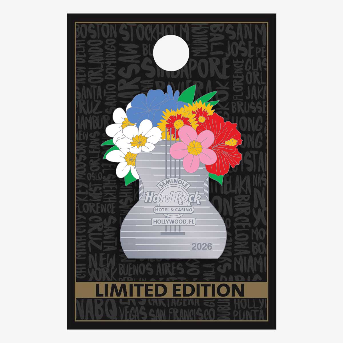 Limited Edition Hollywood, FL Floral Guitar 2026 Pin image number 2