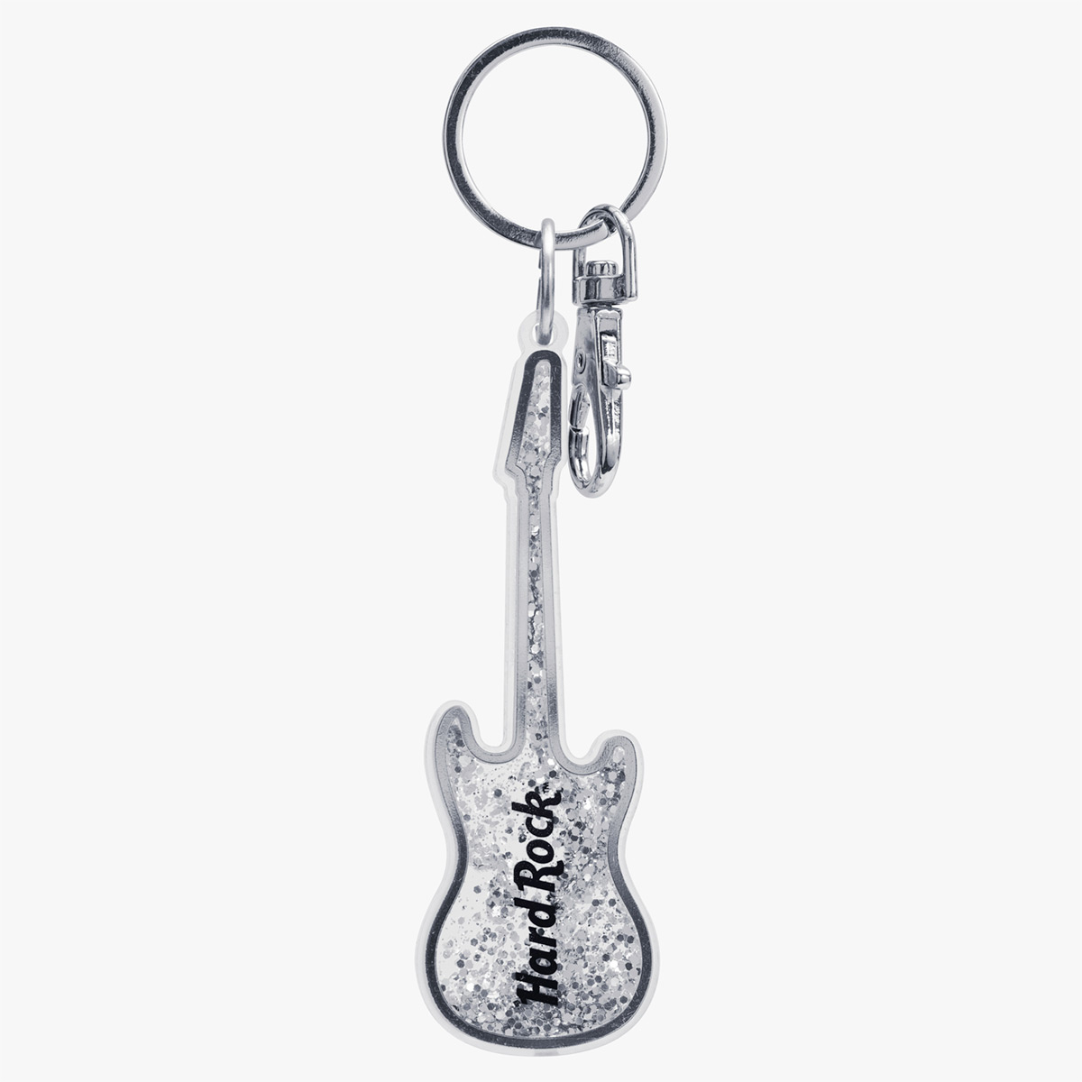 Hard Rock Metallic Silver Glitter Keychain image number 1