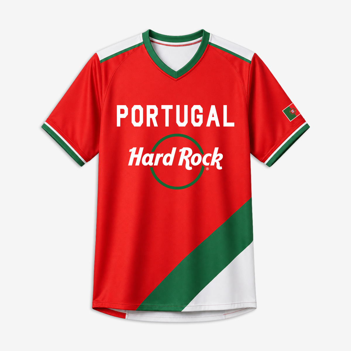 Portugal Soccer V-Neck Tee in Red image number 2