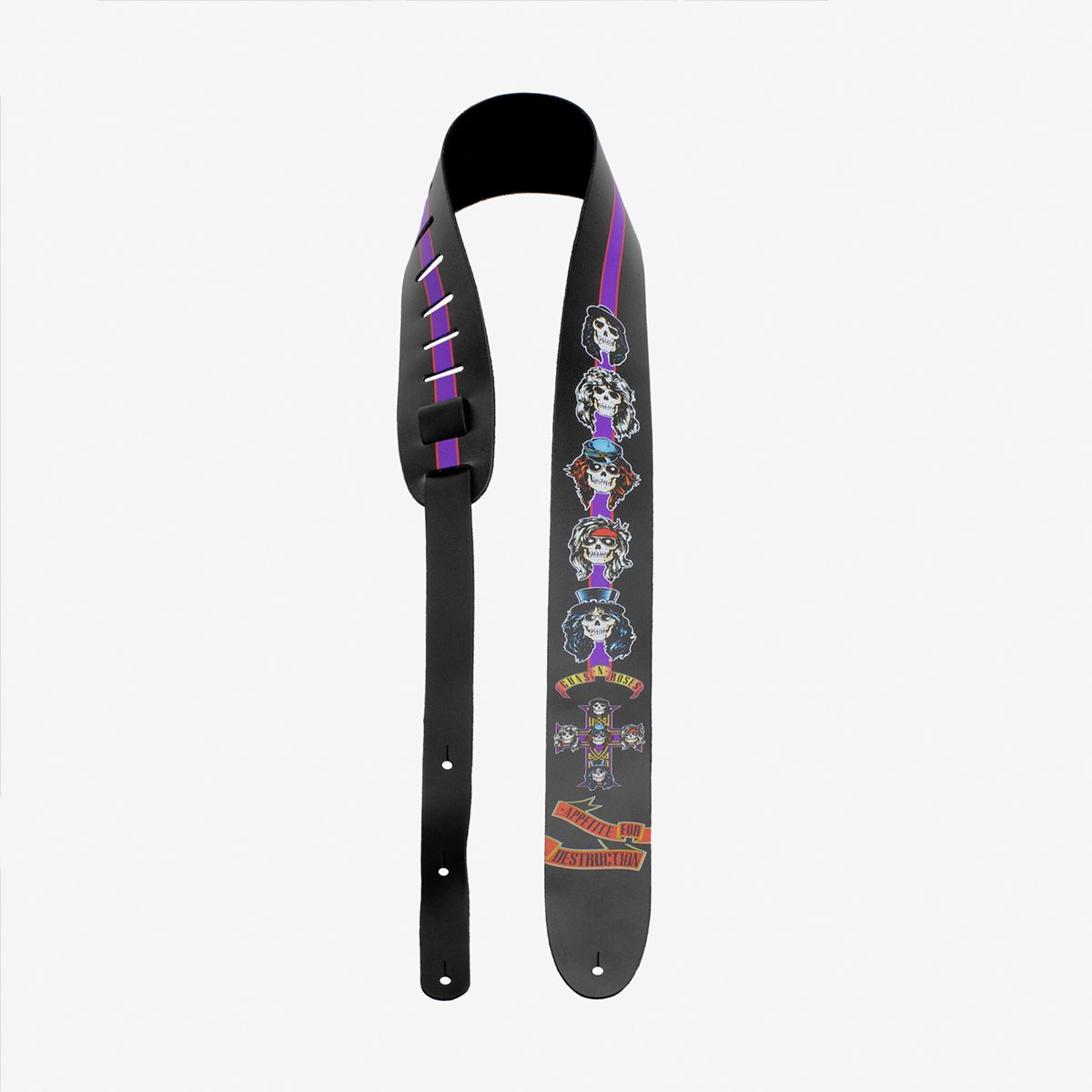 Guns N Roses Appetite Faces Leather Guitar Strap image number 1