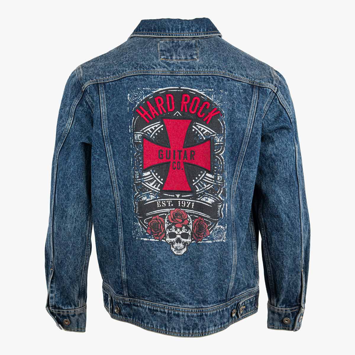 Guitar Company Denim Jacket with Cross Skull Roses image number 1