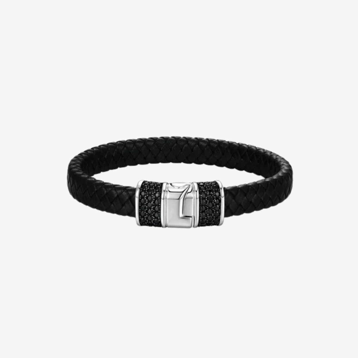 Ethos 8.5" "Black Ice" Leather Bracelet with Sapphire Closure image number 3