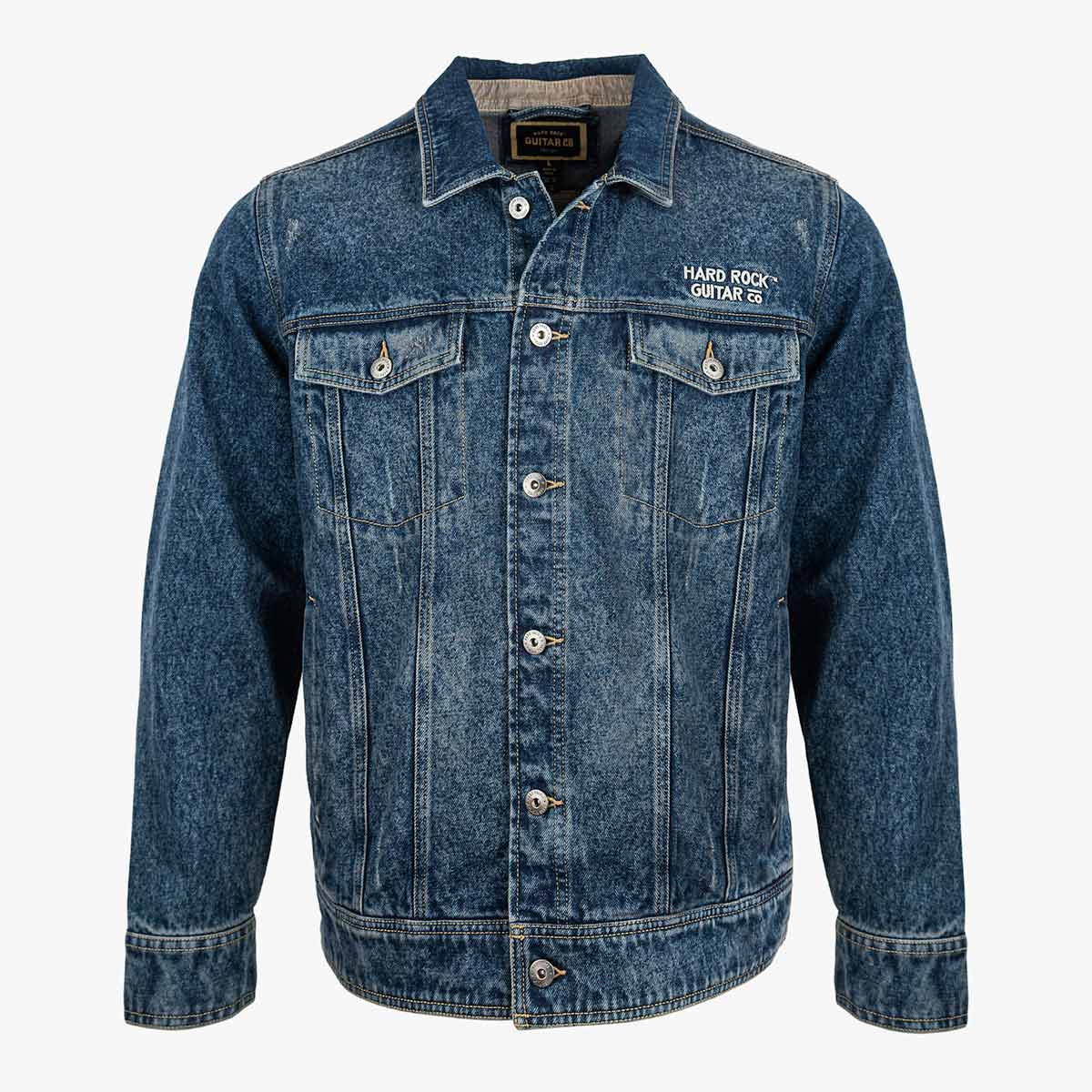 Guitar Company Denim Jacket with Cross Skull Roses image number 2