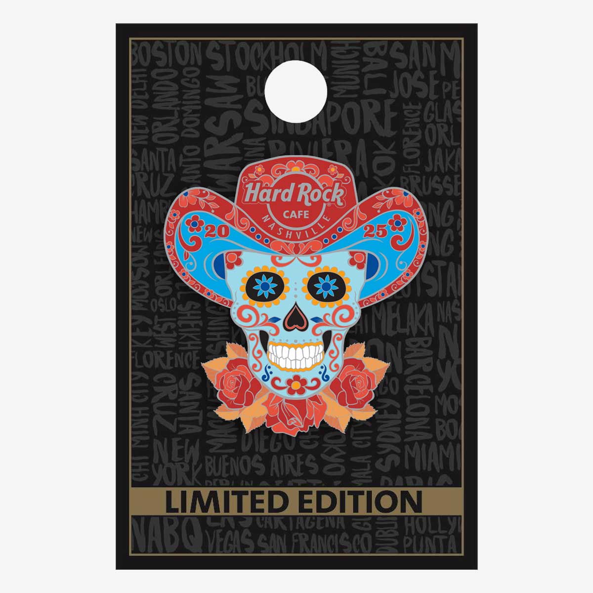 Limited Edition Nashville New Years Sugar Skull Pin image number 2