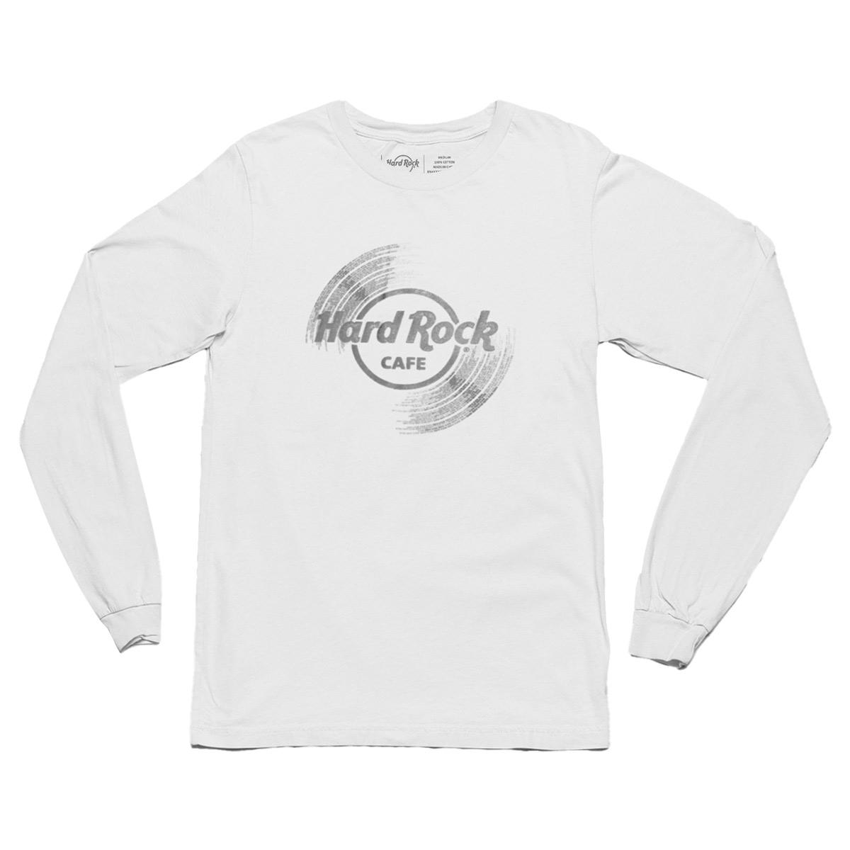 Hard Rock Vinyl Logo Unisex Longsleeve Tee in White image number 6