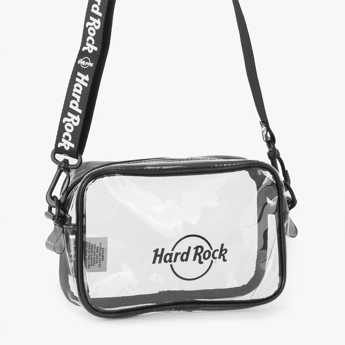 Logo Repeat Black and White Strap Clear Stadium Crossbody Bag image number 1