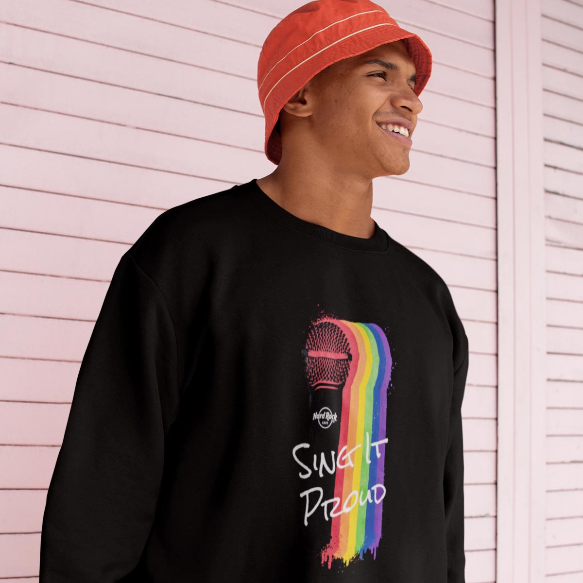 Pride Pullover Crewneck Fleece with Mic Drip Sing It Proud Design image number 4