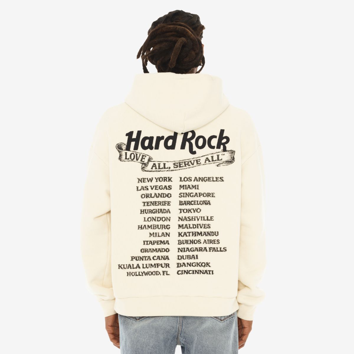 Hard Rock x Cult Banner Motto Pullover Fleece in Winter White image number 5