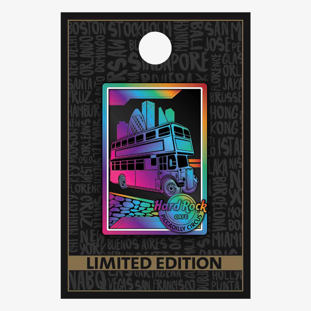 Limited Edition Piccadilly Circus Holo Red Bus Pin image number 2