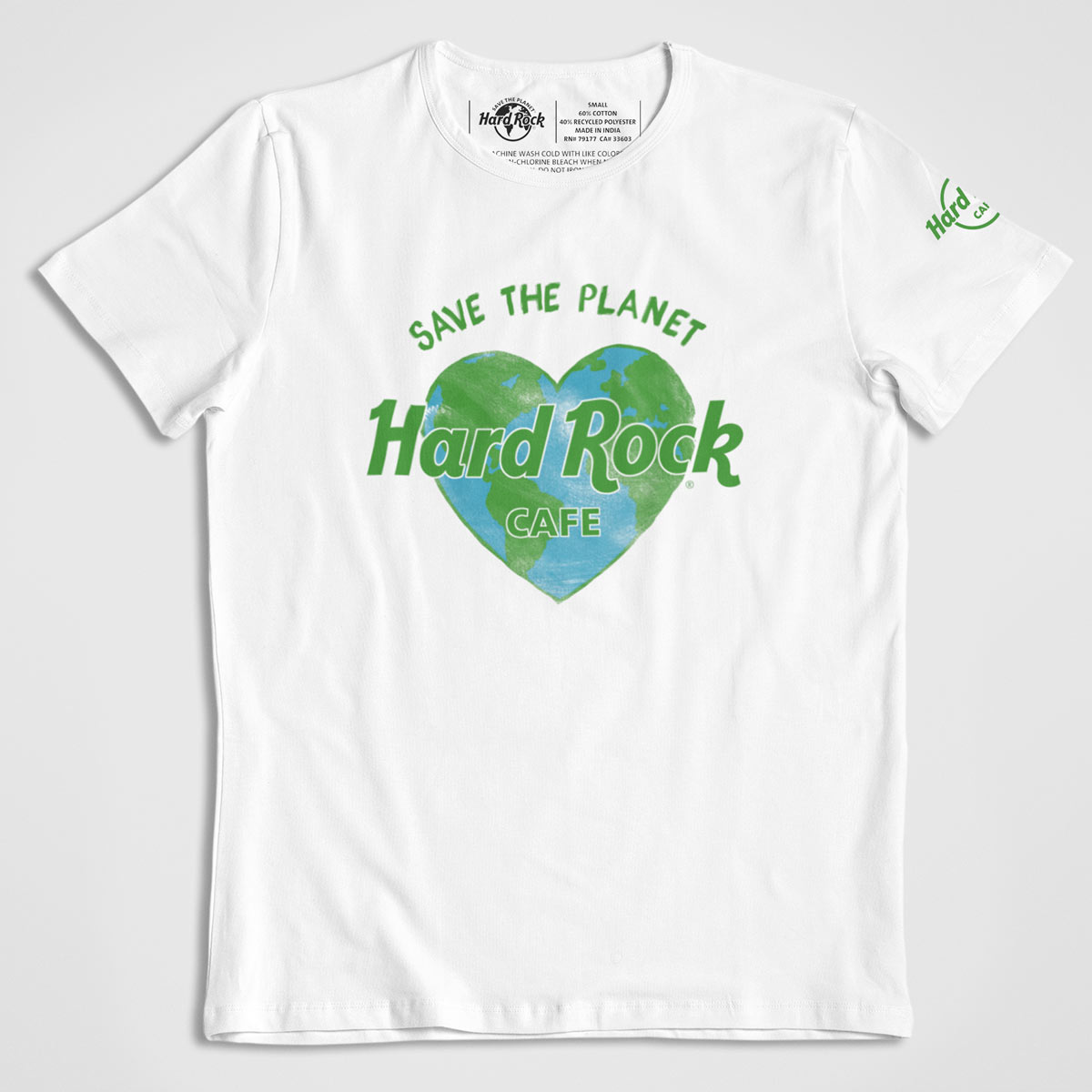 Hard Rock Adult Fit Save the Planet Heart Tee in White image number 2