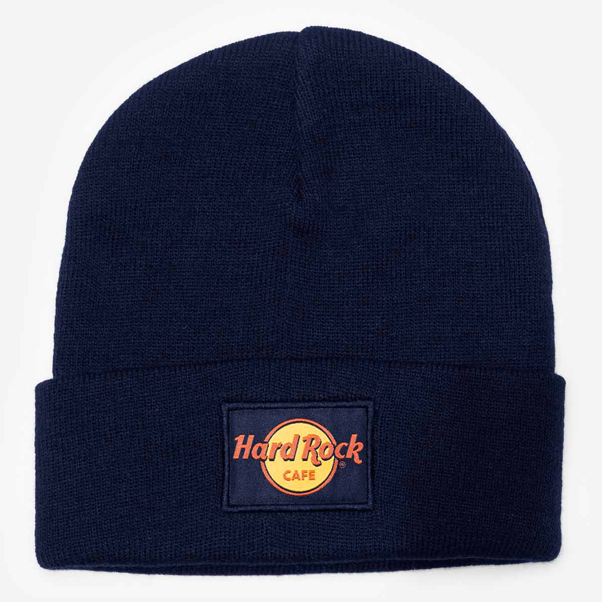 Fold Over Beanie with Center Patch Logo in Navy image number 1
