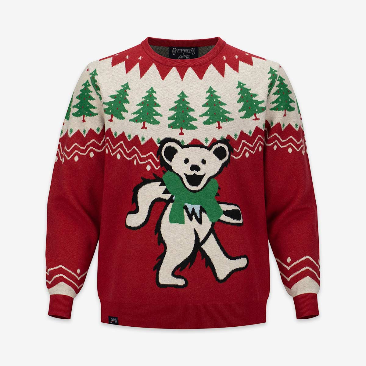 Grateful Dead Bear Tree Holiday Sweater in Red image number 1