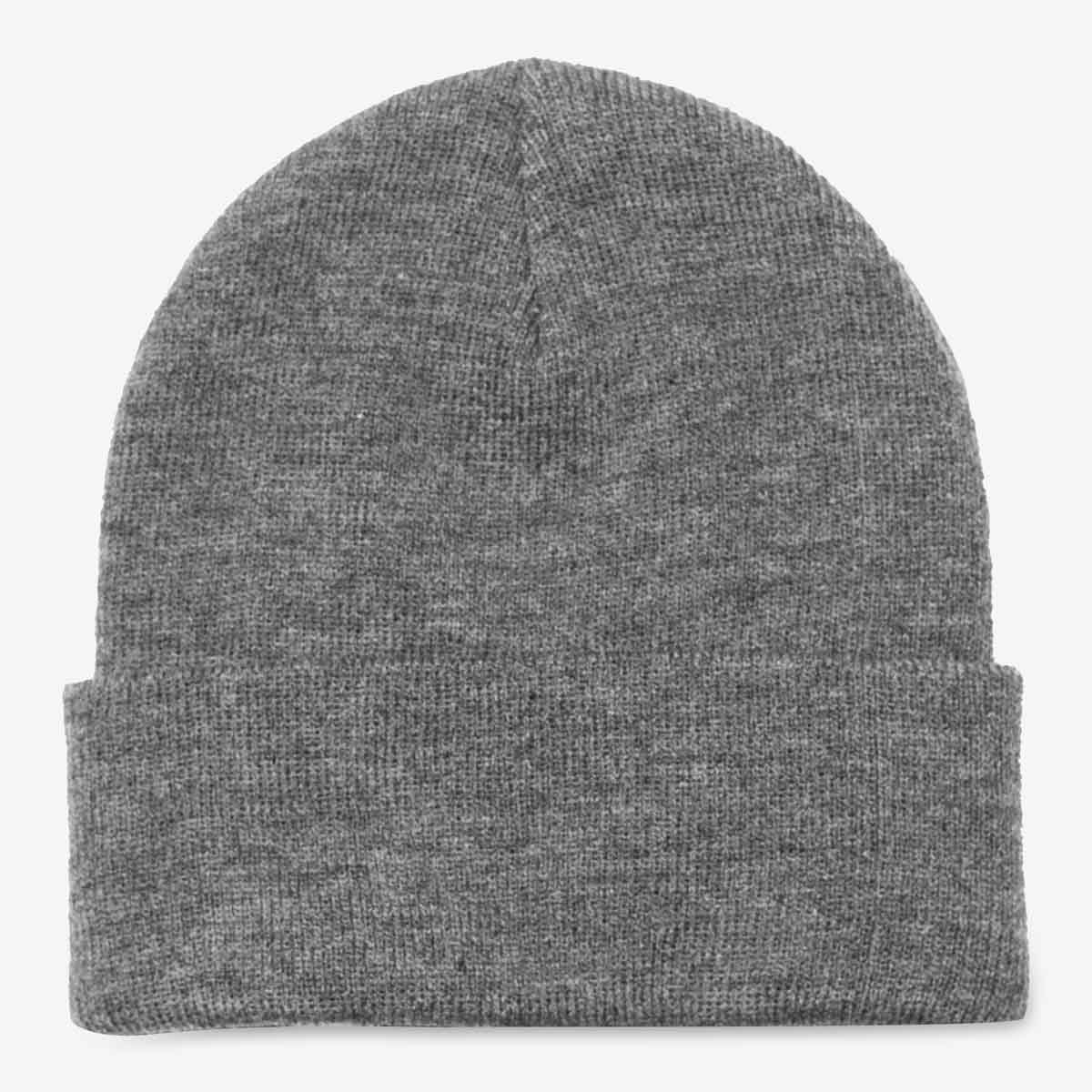 Fold Over Beanie with Center Patch Logo in Grey image number 3