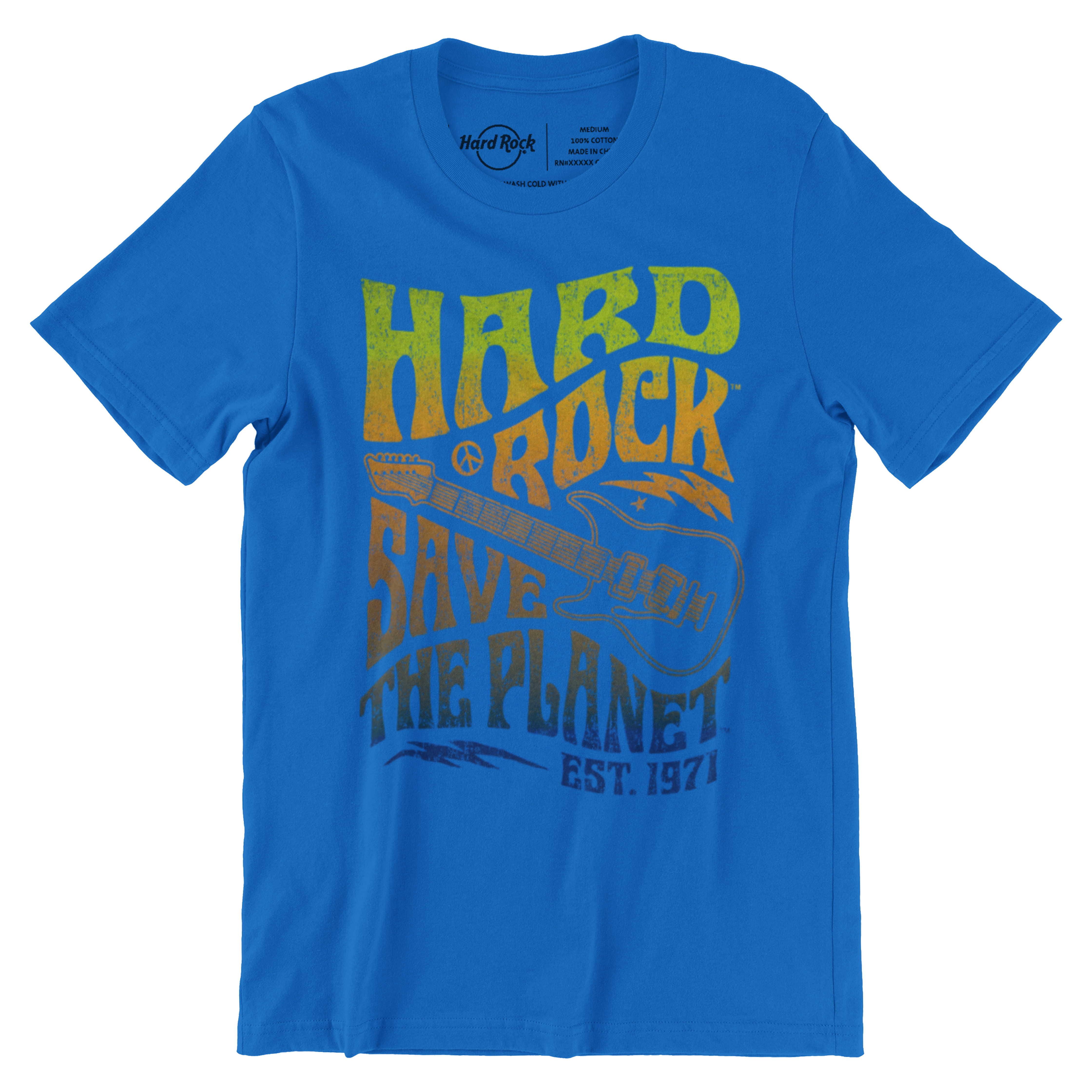 Hard Rock Adult Fit Festival Tee with Save the Planet in Vivid Blue image number 5