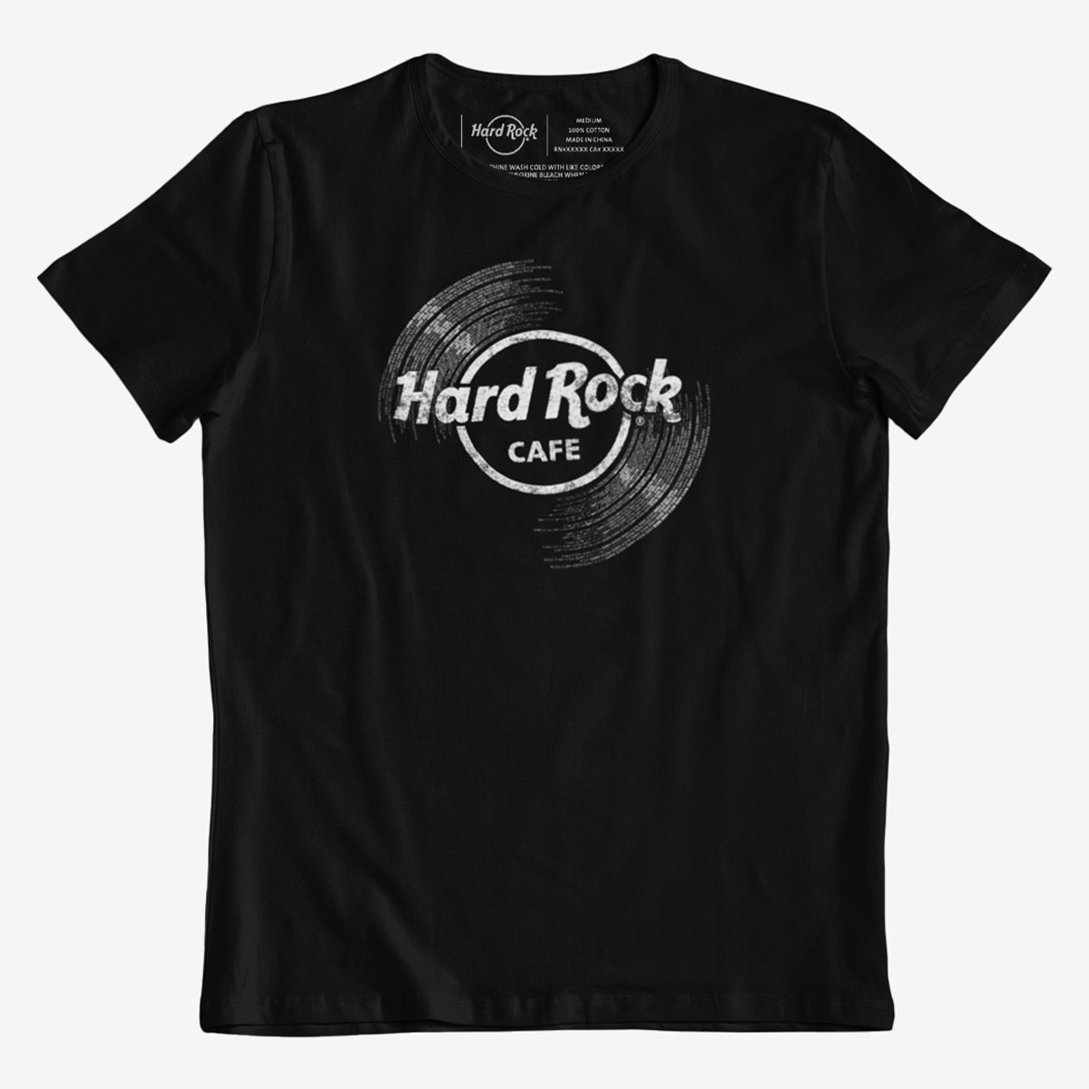 Hard Rock Vinyl Logo Men's Shortsleeve Crewneck Tee in Black image number 1