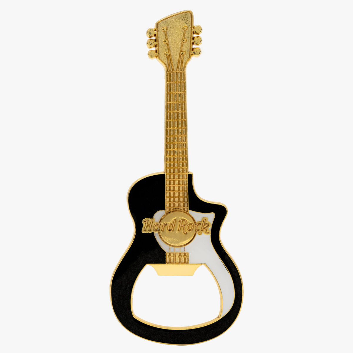 Hard Rock Metallic Guitar Bottle Opener Magnet in Black and Gold image number 1
