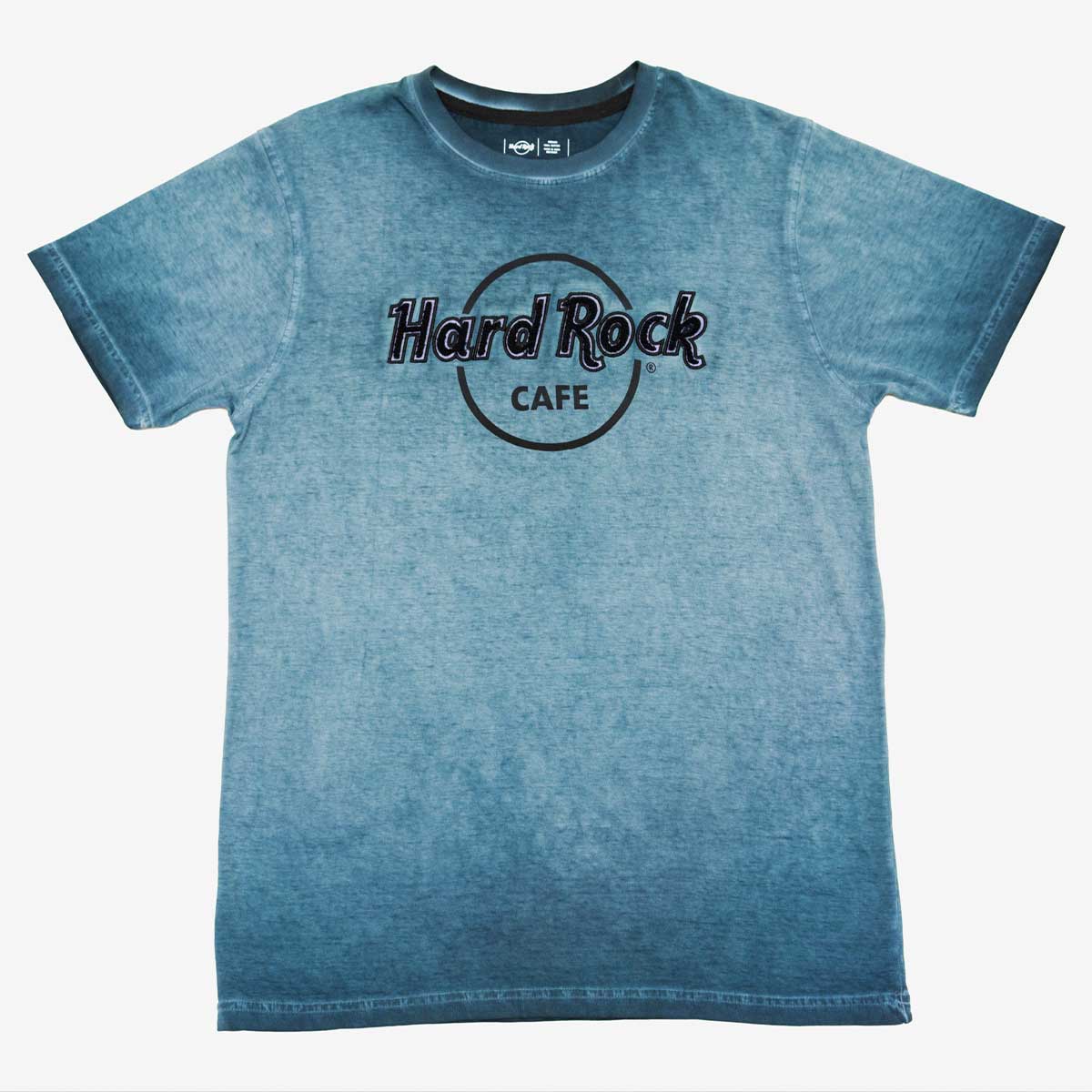 Hard Rock Denim Wash Chenille Logo Tee image number 1