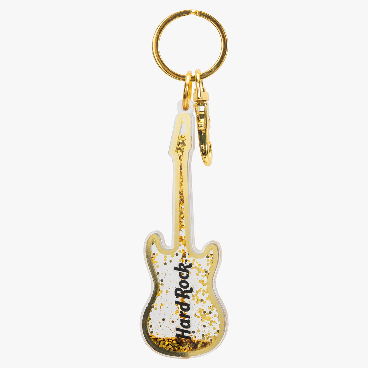 Hard Rock Metallic Gold Glitter Keychain image number 1