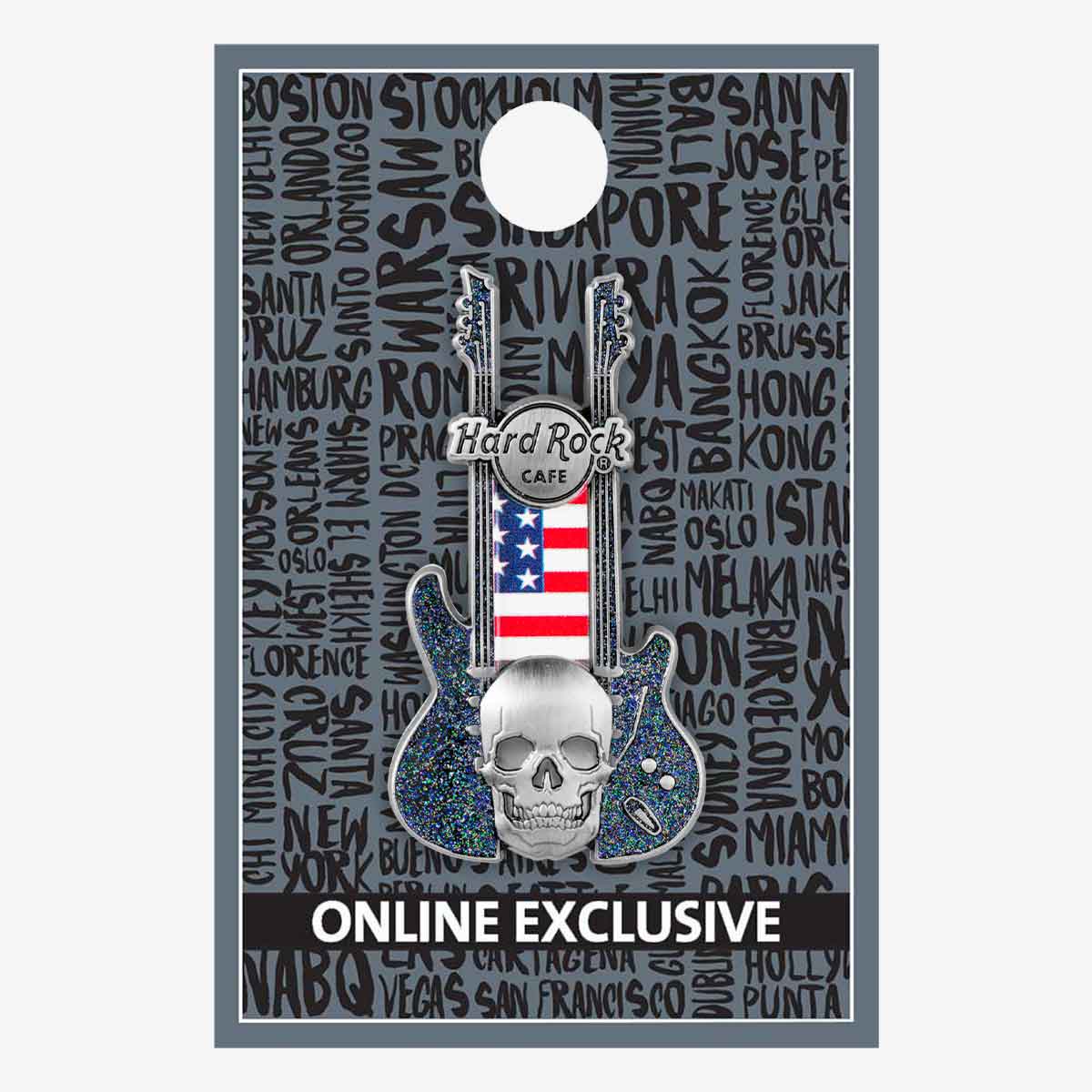 USA 3D Skull Flag Guitar Series Pin image number 2