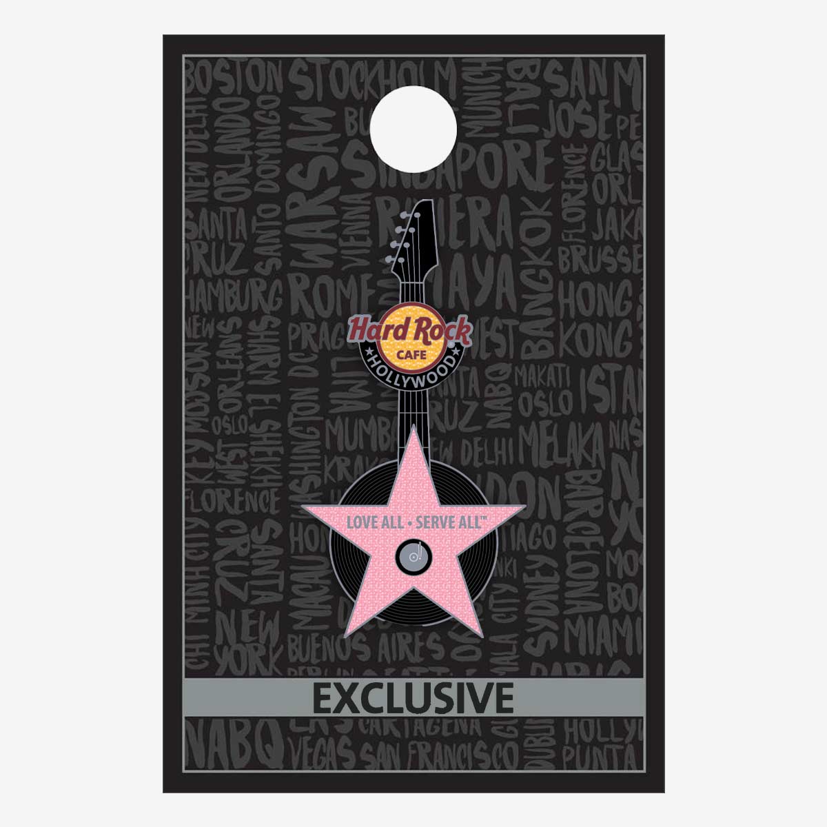 Hollywood Pink Star Guitar Pin image number 2