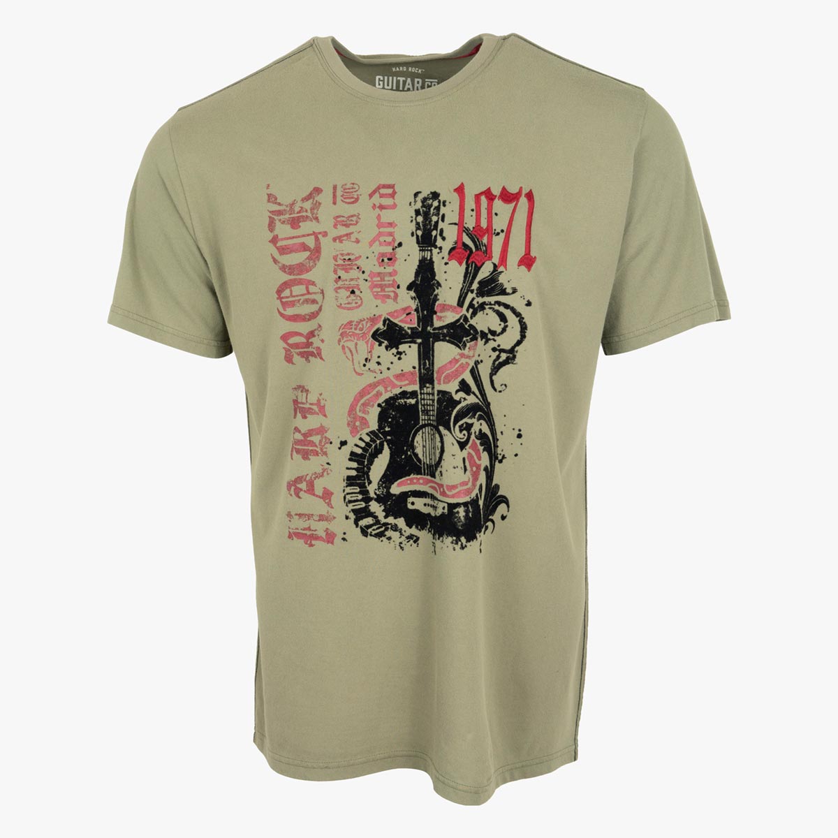 Guitar Company Adult Fit Snake Guitar Tee in Olive image number 1