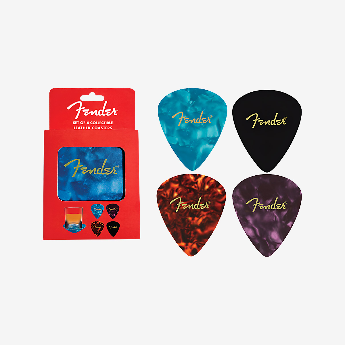 Fender Leather Guitar Pick Coaster Set image number 1