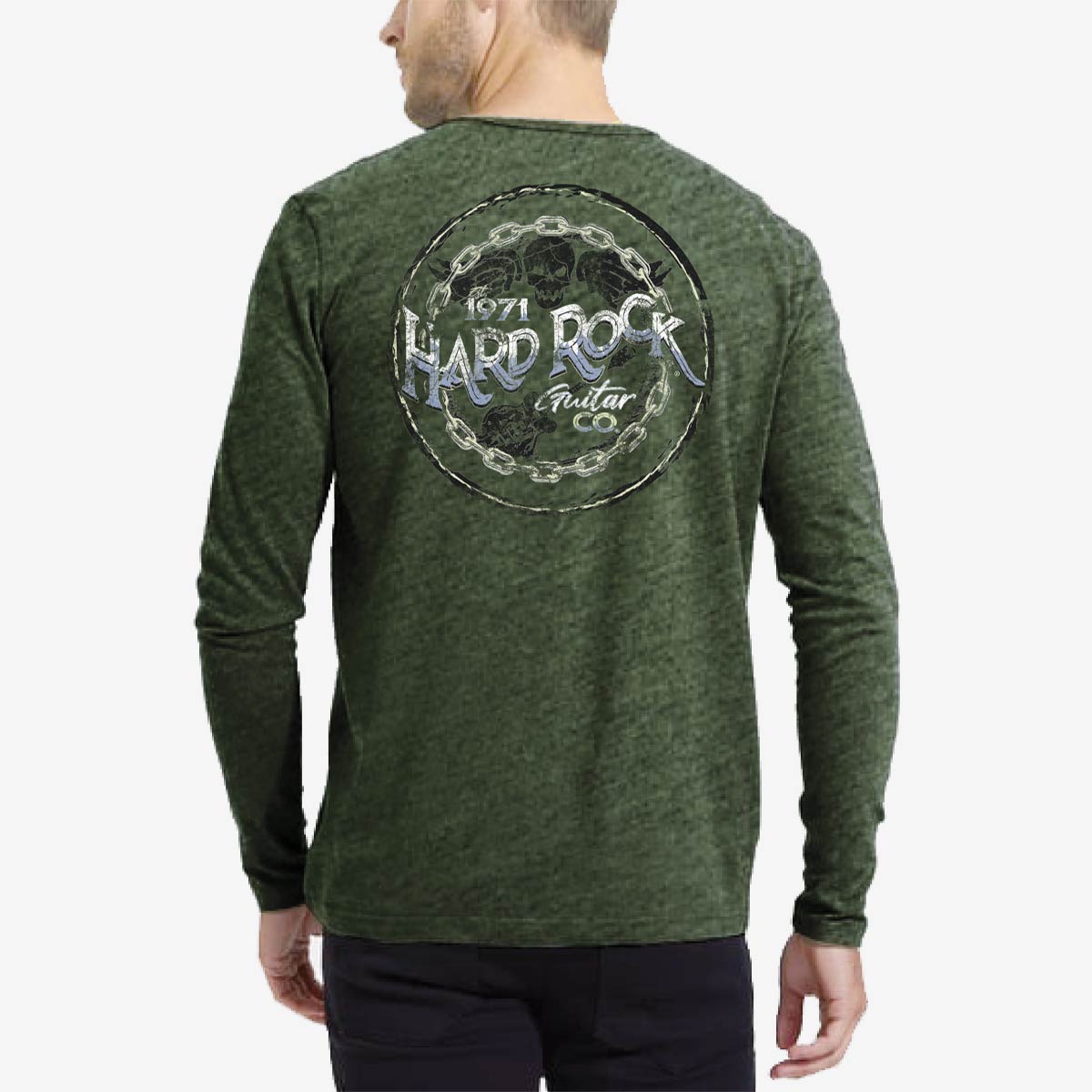 Guitar Company Hybrid Henley Longsleeve Tee in Military Green image number 4
