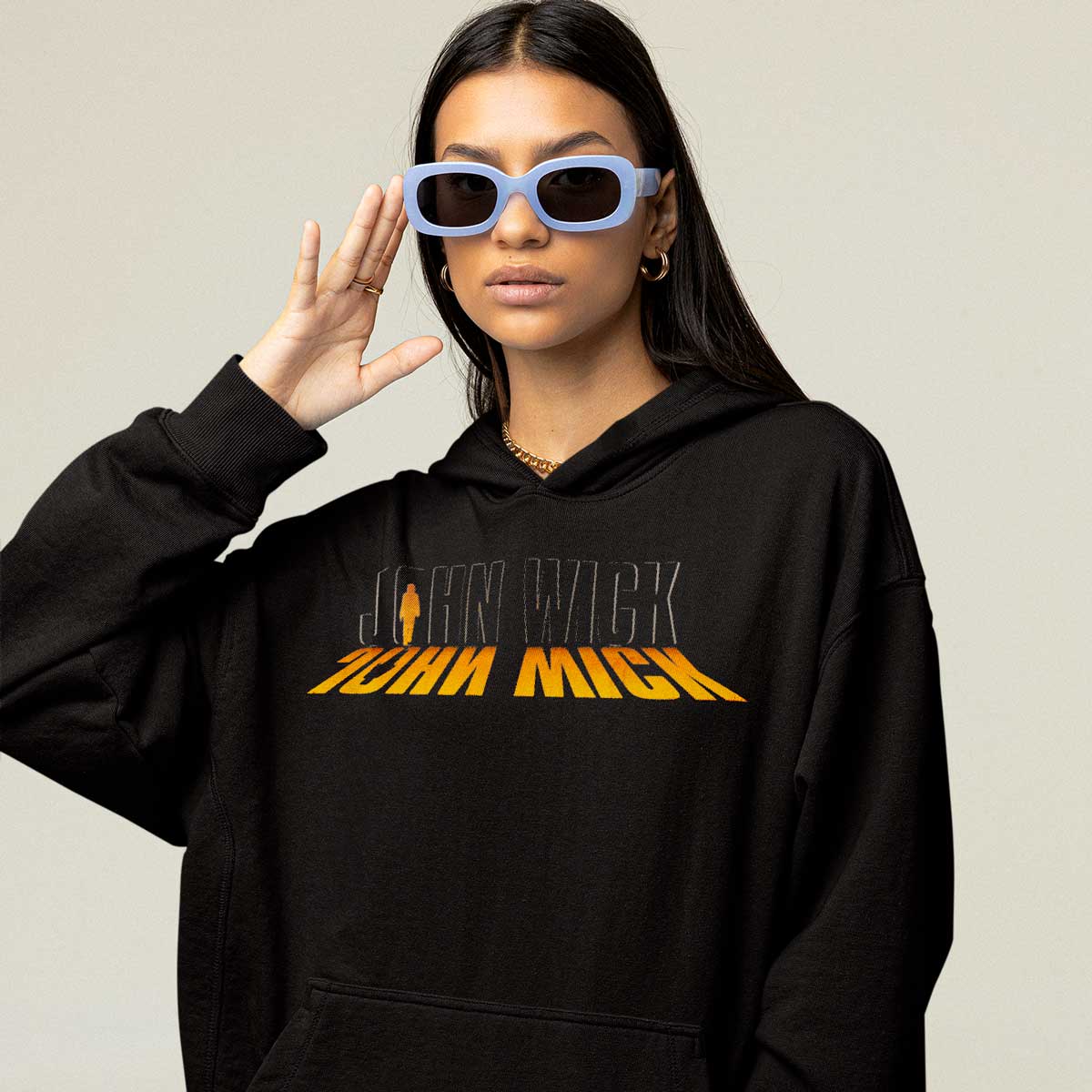 John Wick x Hard Rock Adult Fit Hoodie Orange Letters Design image number 5