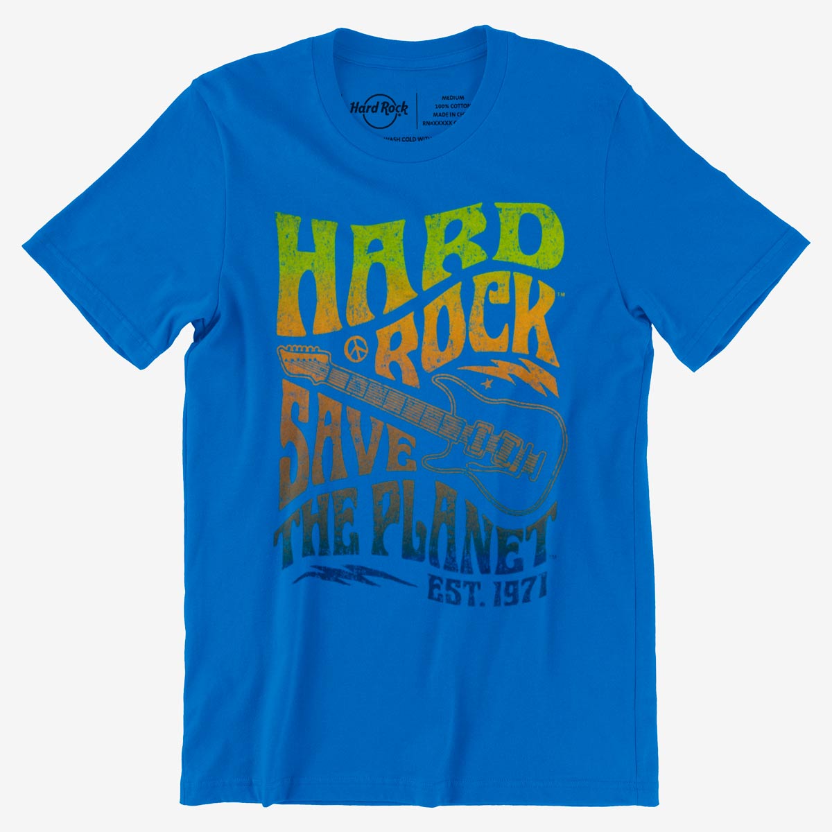 Hard Rock Adult Fit Festival Tee with Save the Planet in Vivid Blue image number 2