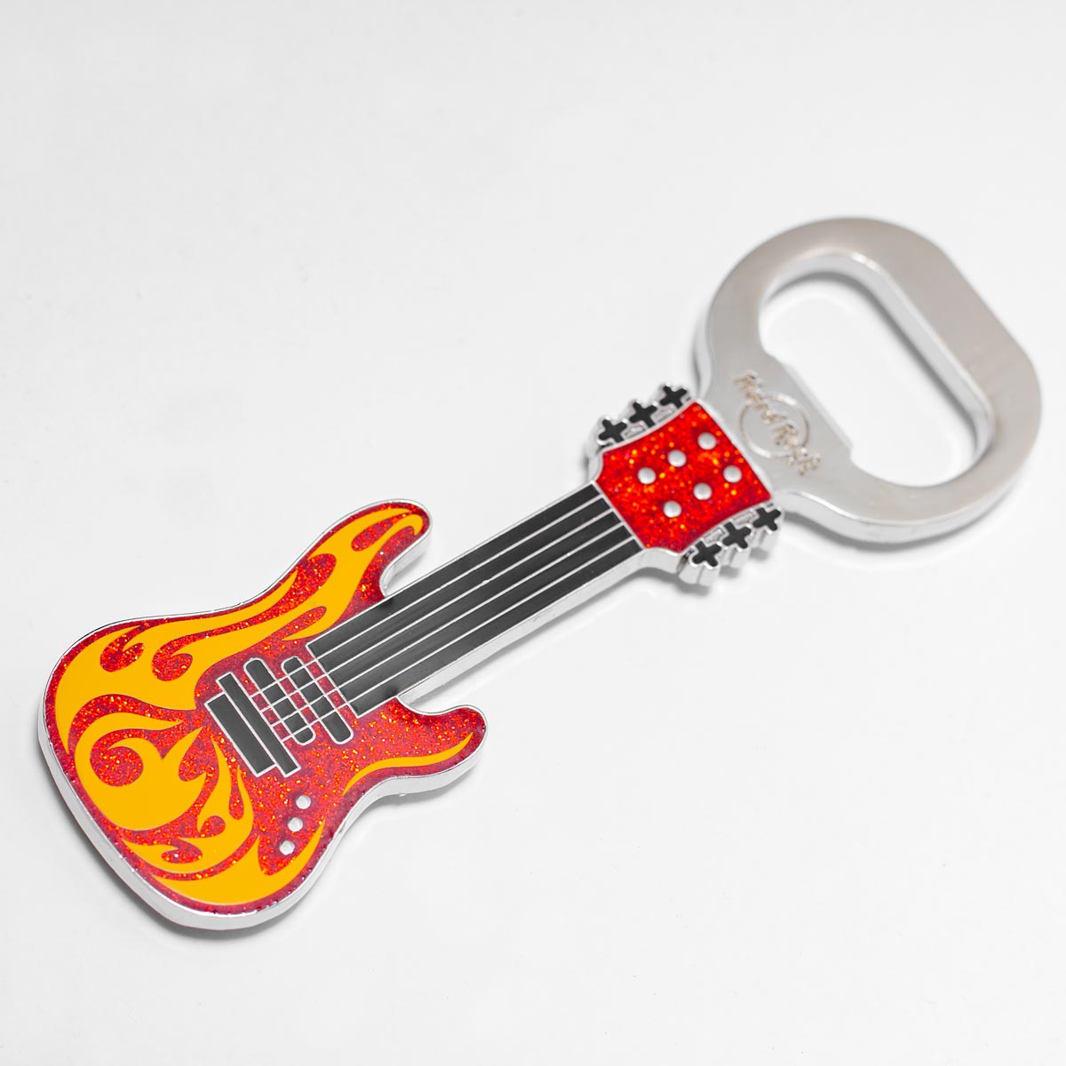 Hard Rock Guitar Shaped Flames Bottle Opener Magnet image number 2