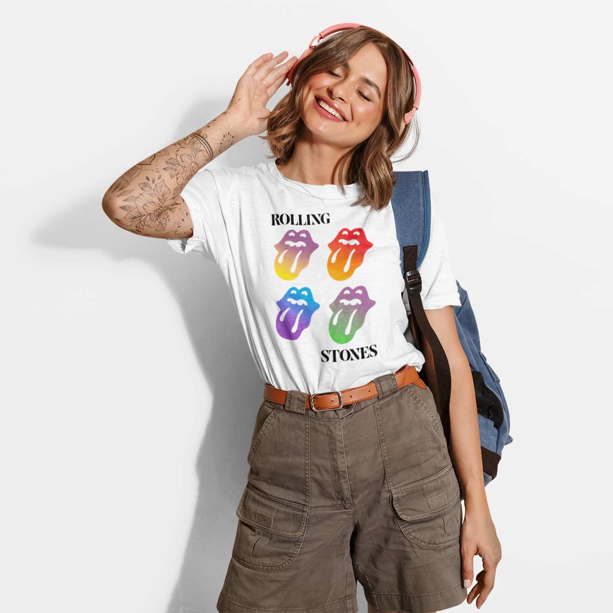 Rolling Stones Multi Color Youth White Tee image number 2