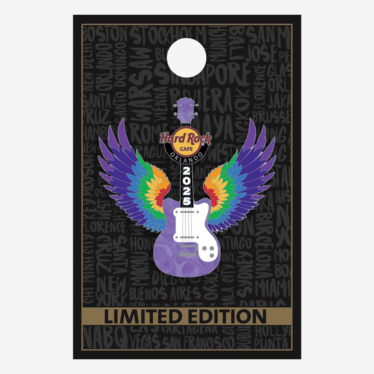 Limited Edition Winged Rainbow Guitar Pin image number 2