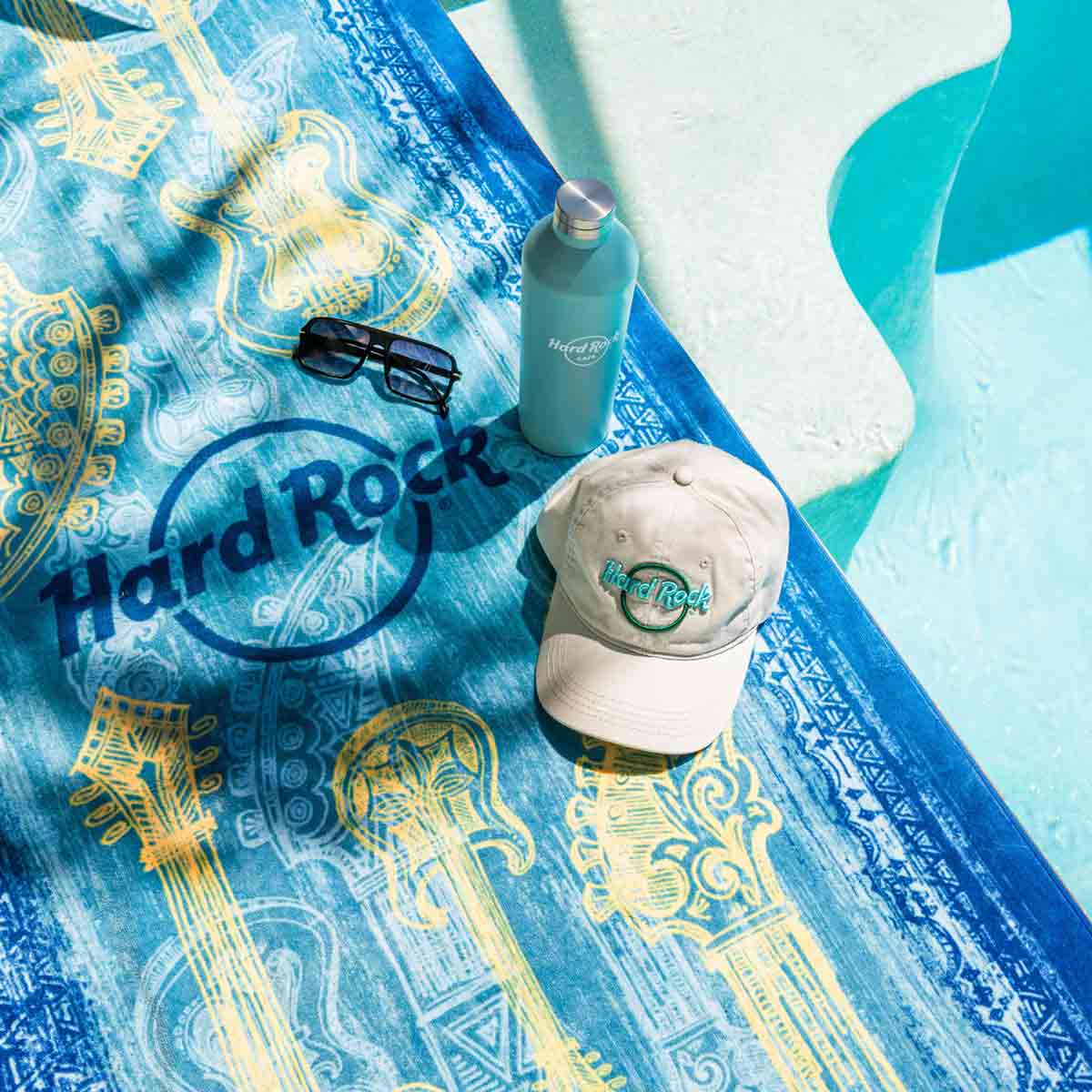 Hard Rock Electric Blue Guitar Print Towel image number 2