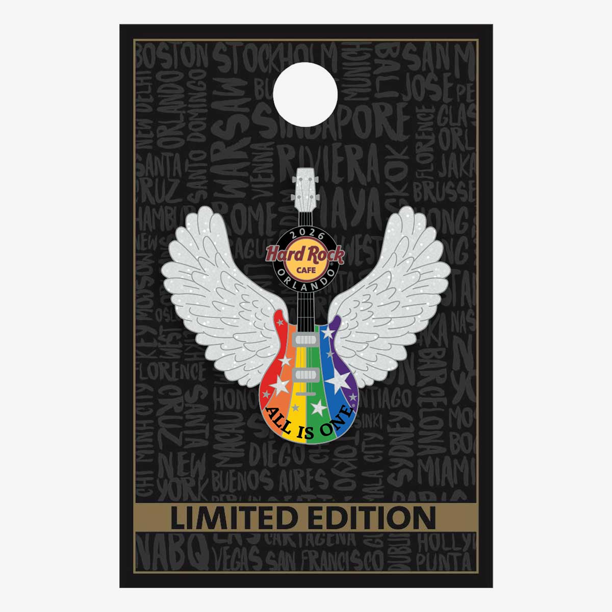 Limited Edition Orlando 2026 All Is One Rainbow Guitar Pin image number 2