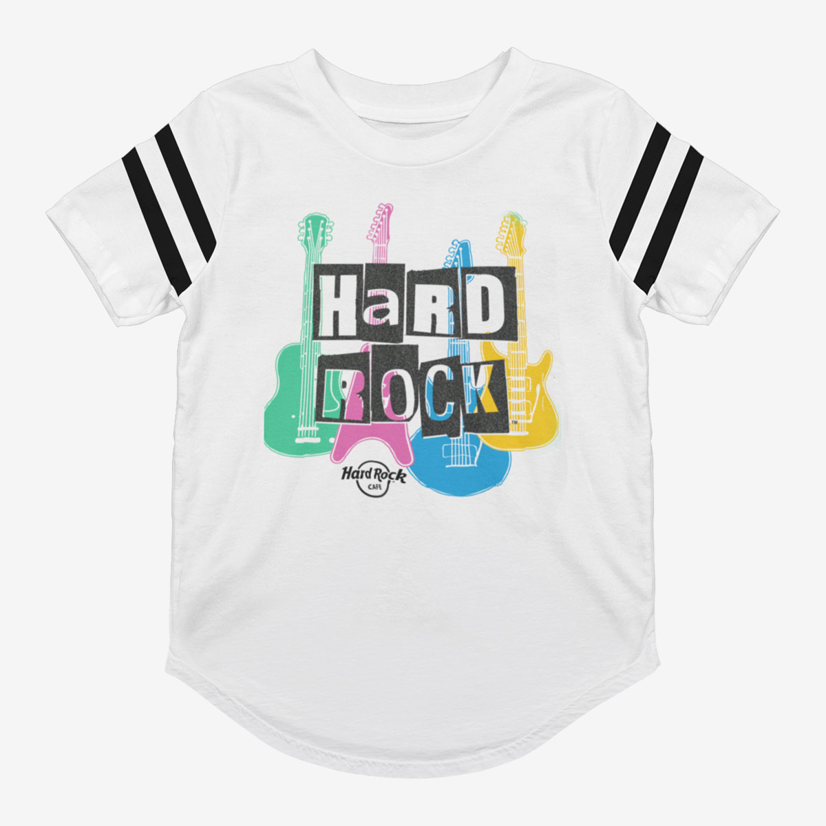 Rock Kids Ringer Tee in White with Cut Out Letters Design image number 2