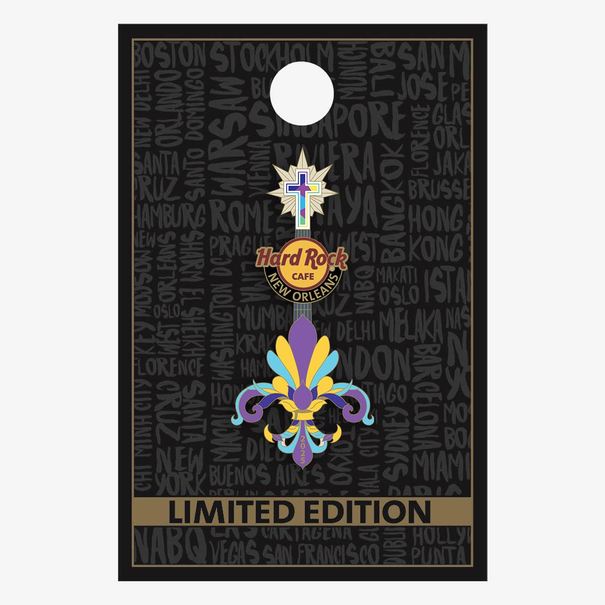 Limited Edition New Orleans Cross Fleur Guitar Pin image number 2