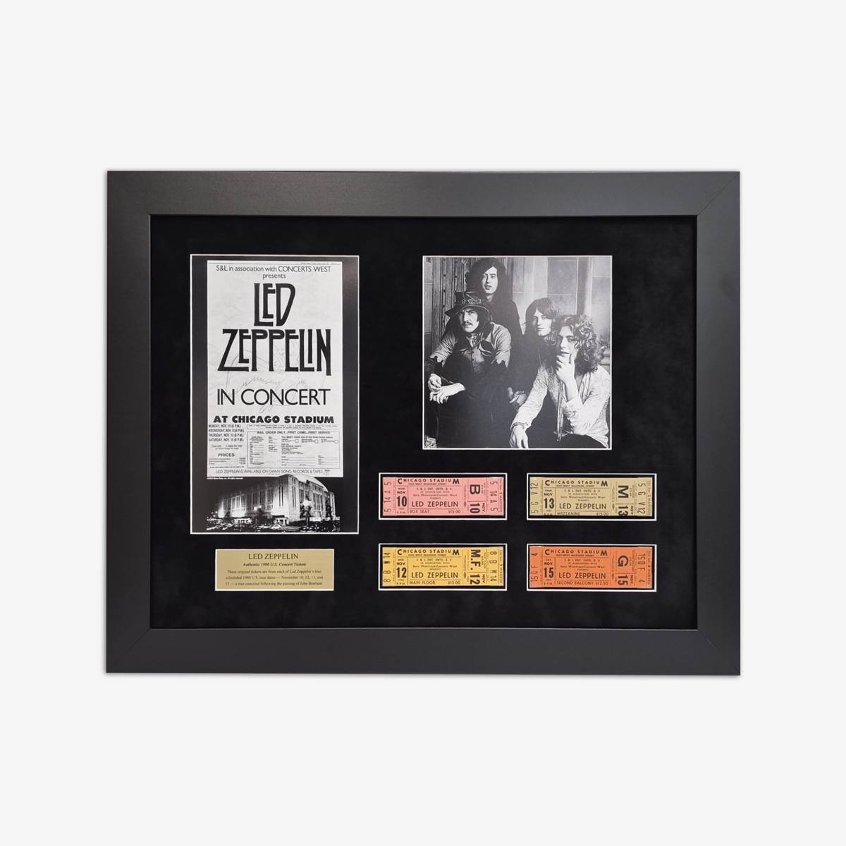Limited Edition Led Zeppelin Framed Concert 4 Ticket Collage image number 1