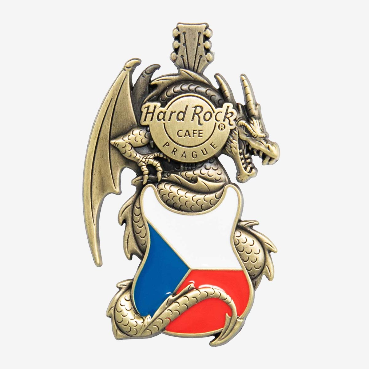 3D Dragon and Flag Guitar Pin image number 1