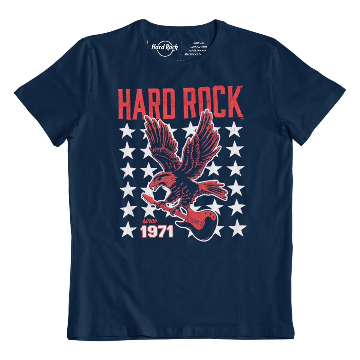 Americana Adult Fit Navy Tee with Eagle Guitar Stars Motif image number 4