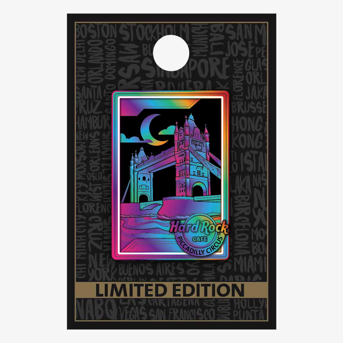Limited Edition Piccadilly Circus Holo Tower Bridge Pin image number 2