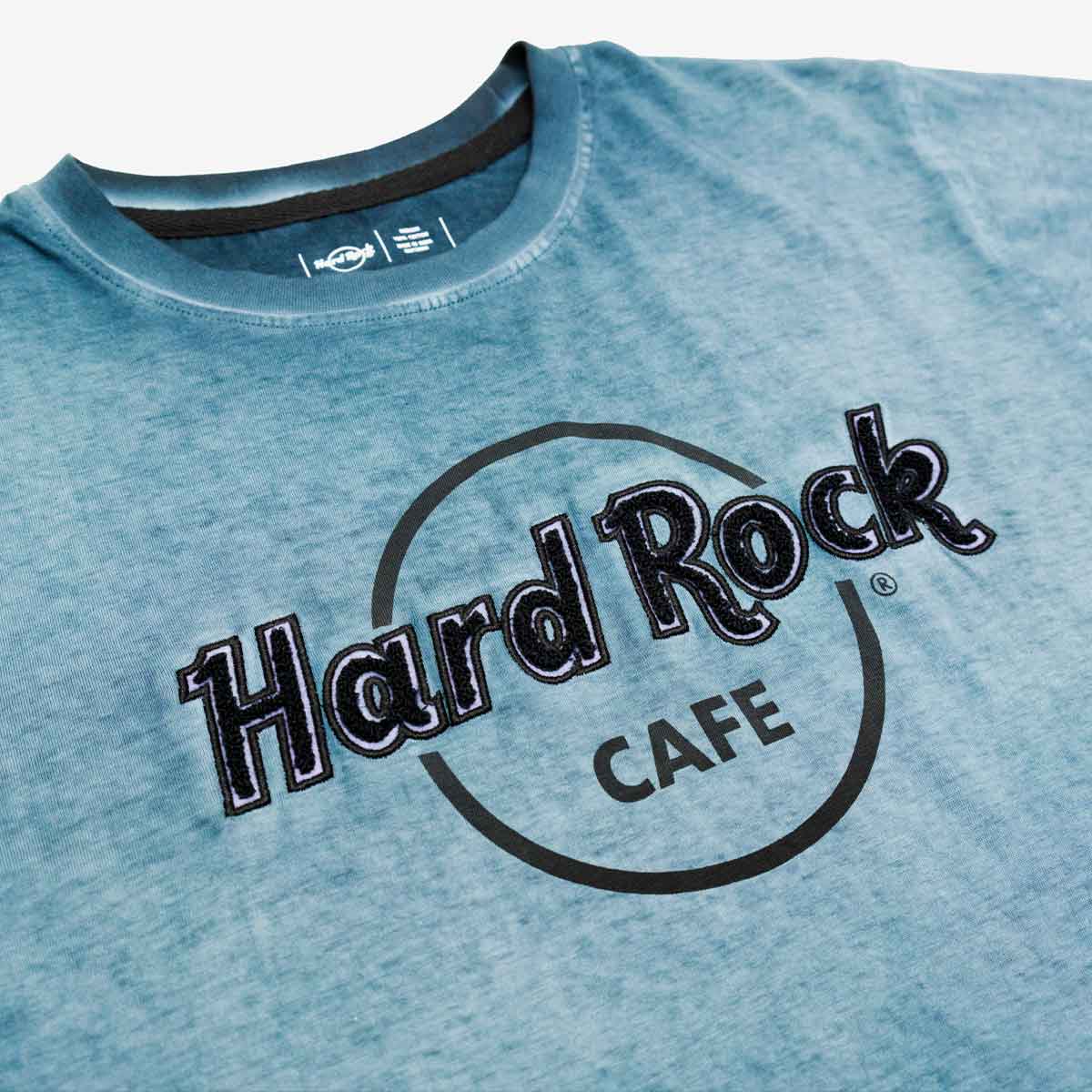 Hard Rock Denim Wash Chenille Logo Tee image number 2