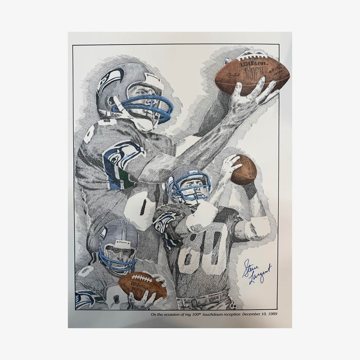 Steve Largent 100th Touchdown Signed Lithograph image number 1