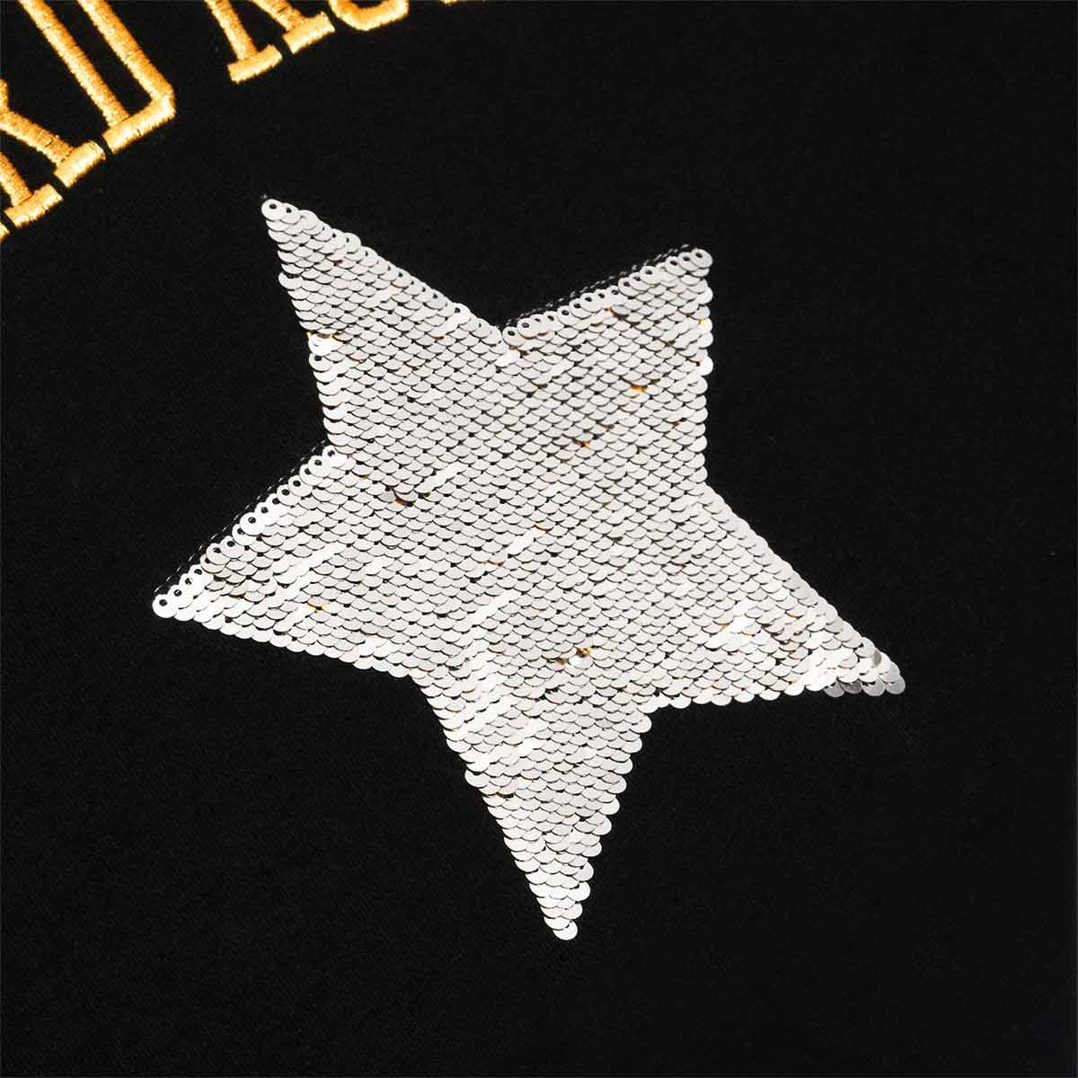 Metallic Sequins Hard Rock Logo Crewneck Fleece Sweater image number 2
