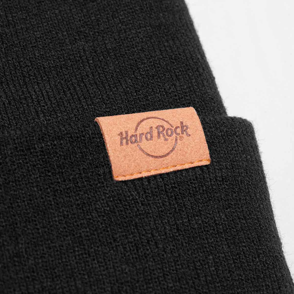 Cuffed Up Hard Rock Beanie in Black with Tan Logo image number 2