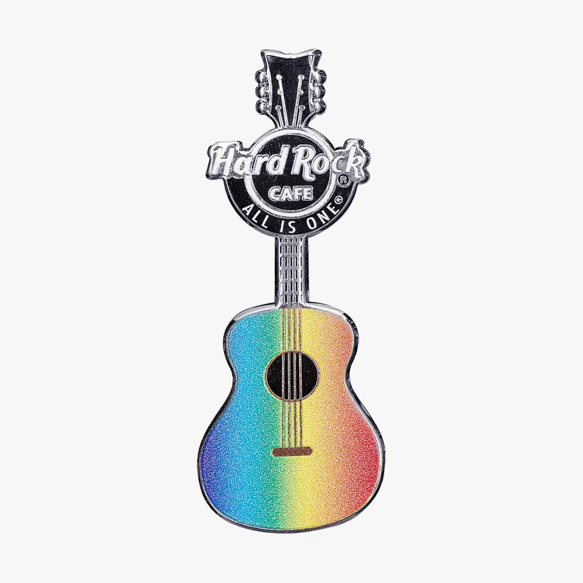 Retro Rainbow Guitar Pin with All Is One Motto image number 1