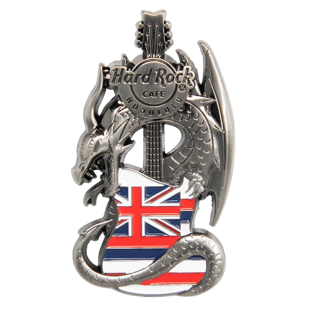 3D Dragon and Flag Guitar Pin image number 1