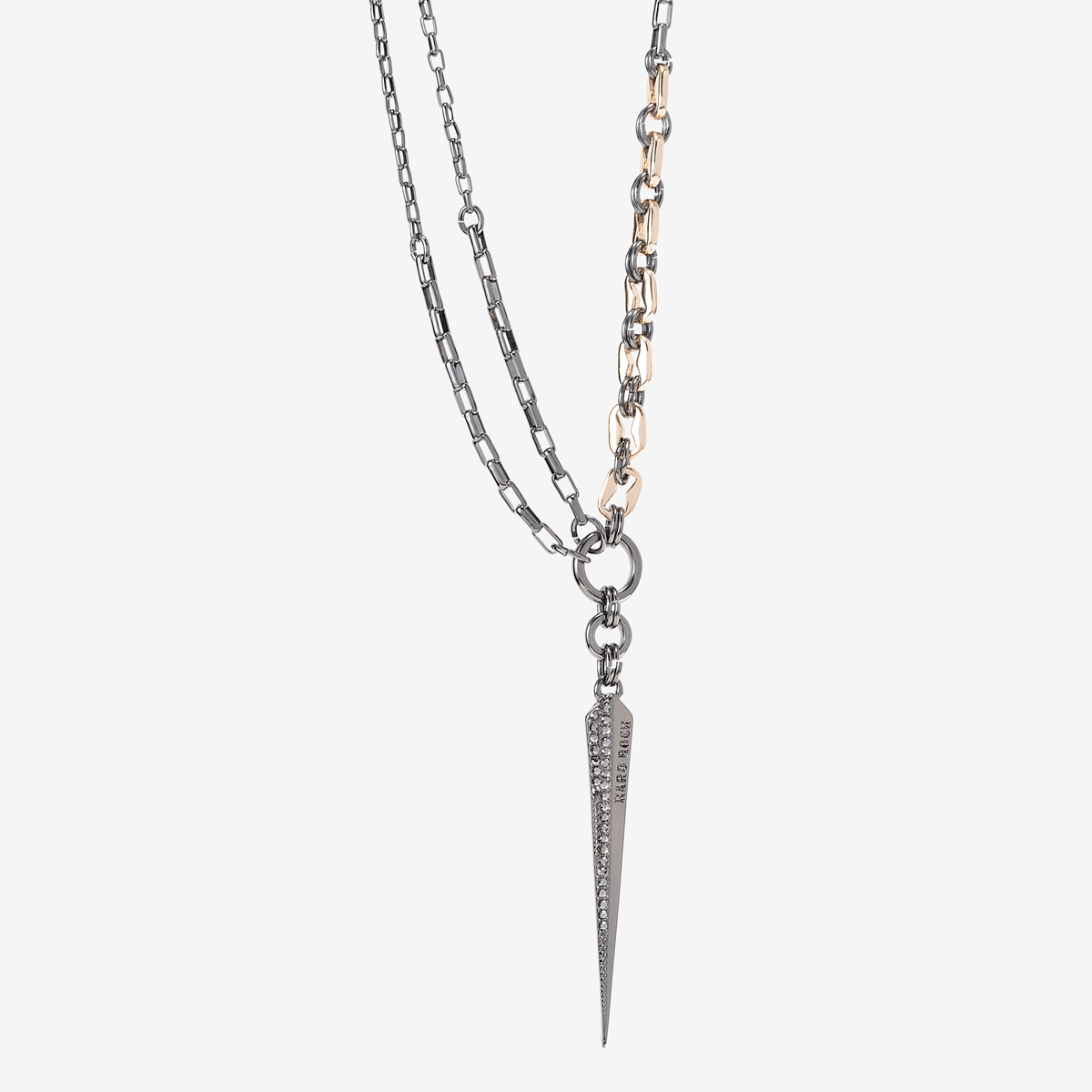 Single Spike Adjustable Necklace in Dual Tone Gunmetal image number 1