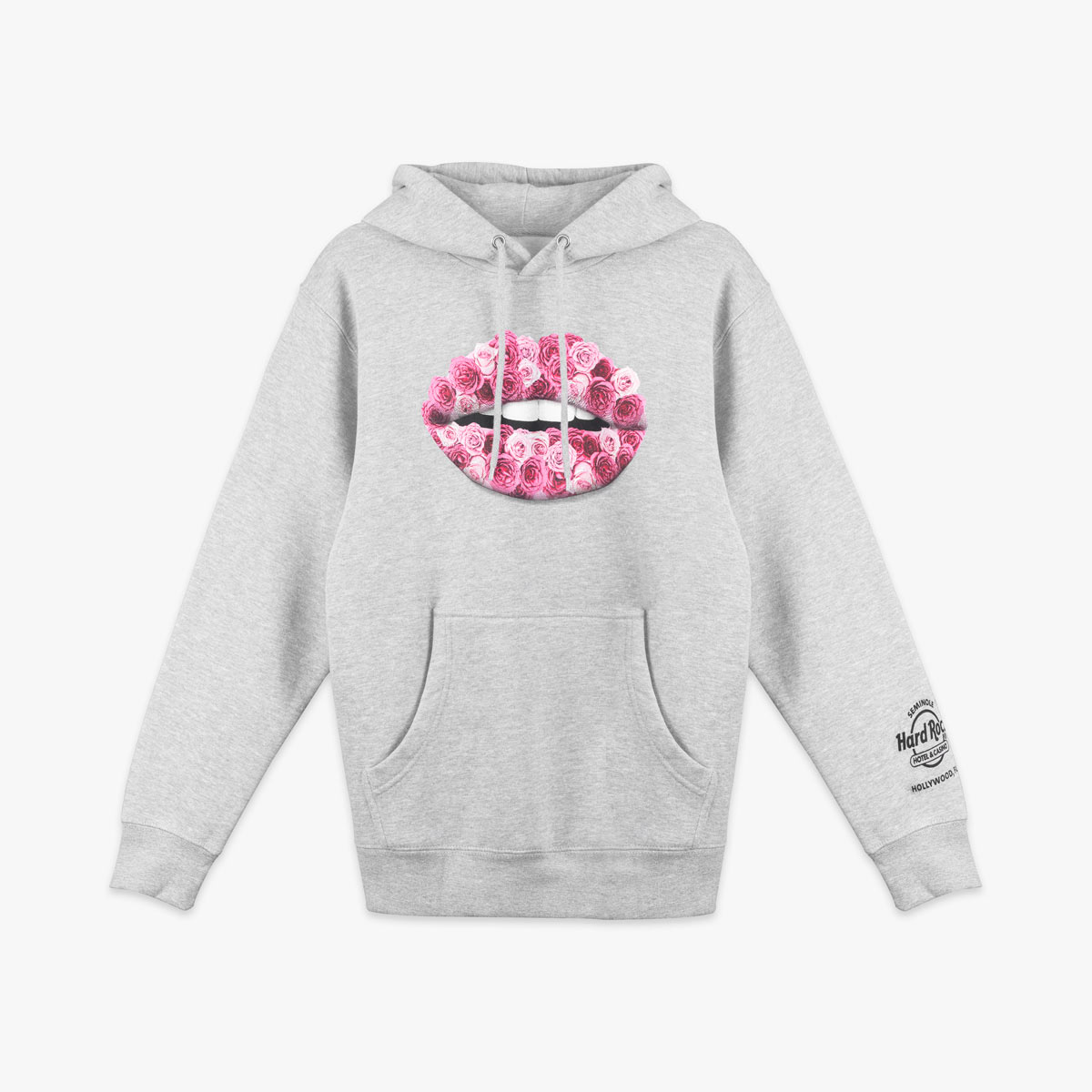 Women's Fit Rose Lips Pullover Hoodie in Heather Grey image number 1