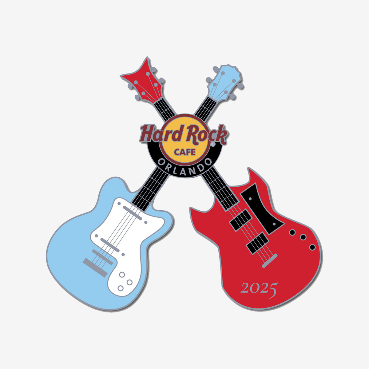 Limited Edition Orlando Fire & Ice Crossed Guitar Pin image number 1