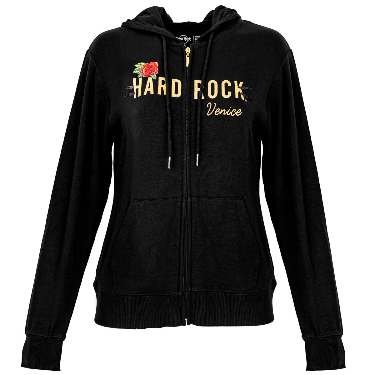 Women's Gold Foil & Roses Full Zip Hoodie image number 1